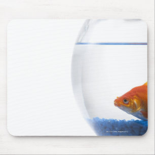 Goldfish in bowl on white background mouse mat