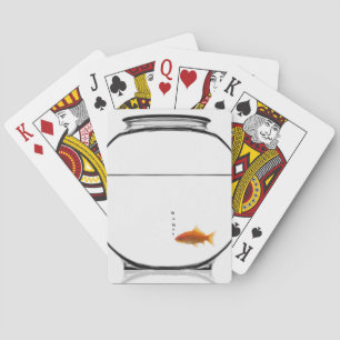 Goldfish in bowl playing cards