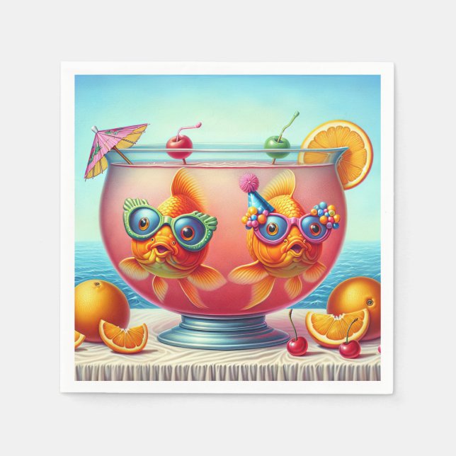 Goldfish In Party Punch Bowl Napkin (Front)