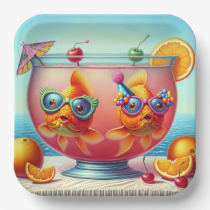 Goldfish In Party Punch Bowl Paper Plate