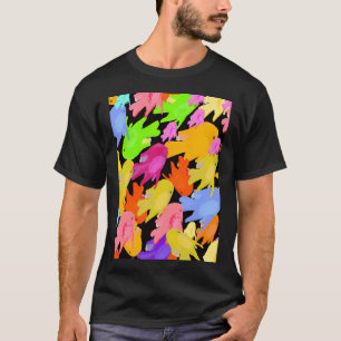 Goldfish in Purple, Pink, Red, Yellow, Orange on B T-Shirt