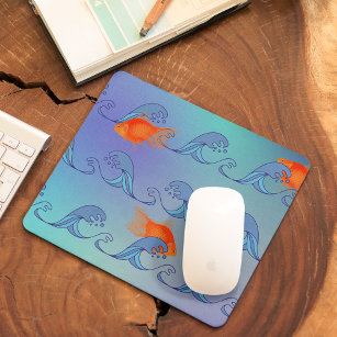 Goldfish In The Waves Mouse Mat