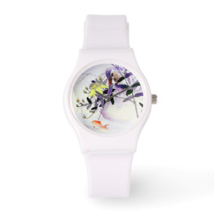 Goldfish Kingfisher Bird Japanese print Watch