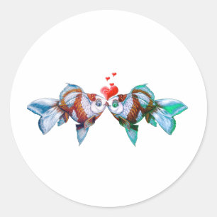 Goldfish Kiss Classic Round Sticker