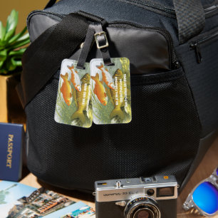 Goldfish Koi Fish, Vintage Marine Aquatic Sea Life Luggage Tag