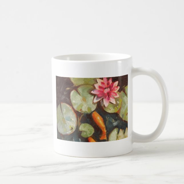 Goldfish Koi Pond Water Lilies Coffee Mug (Right)