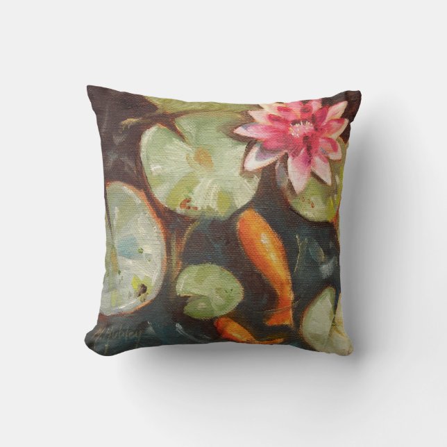 Goldfish Koi Pond Water Lilies Cushion (Front)