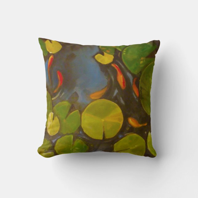 Goldfish Koi Pond Water Lilies Cushion (Front)