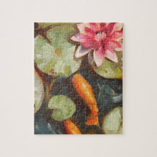 Goldfish Koi Pond Water Lilies Jigsaw Puzzle