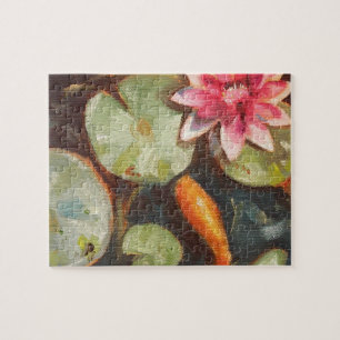 Goldfish Koi Pond Water Lilies Jigsaw Puzzle