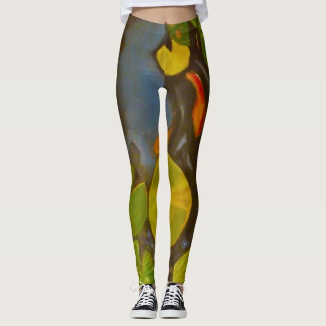 Goldfish Koi Pond Water Lilies Leggings (Front)