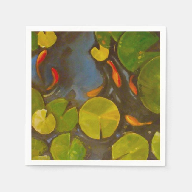 Goldfish Koi Pond Water Lilies Napkin (Front)