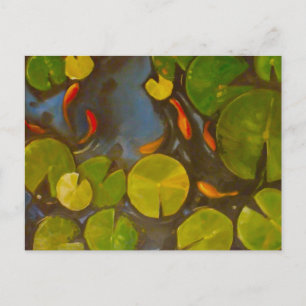 Goldfish Koi Pond Water Lilies Postcard