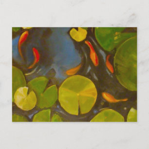 Goldfish Koi Pond Water Lilies Postcard