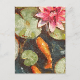 Goldfish Koi Pond Water Lilies Postcard