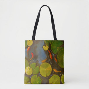 Goldfish Koi Pond Water Lilies Tote Bag