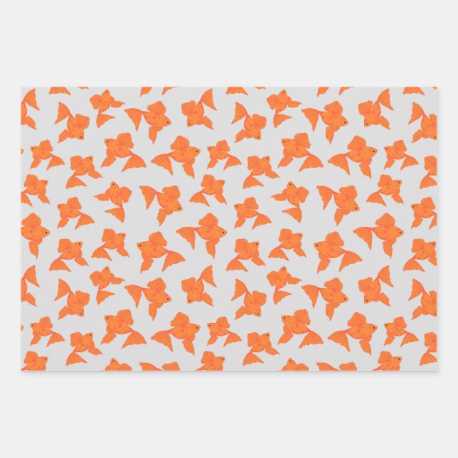 Goldfish on grey Wrapping paper sheet set (Front)