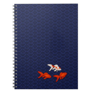 Goldfish on Seigaiha Pattern Customisable Japanese Notebook