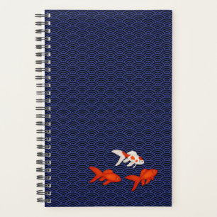 Goldfish on Seigaiha Pattern Customisable Japanese Planner