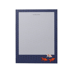 Goldfish on Seigaiha Pattern Personalised Japanese Notepad