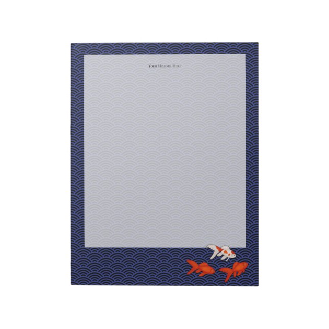 Goldfish on Seigaiha Pattern Personalised Japanese Notepad (Rotated)