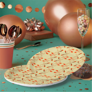 Goldfish Orange Geometric Pattern Paper Plate