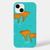 Goldfish orange silhouettes in turquoise water