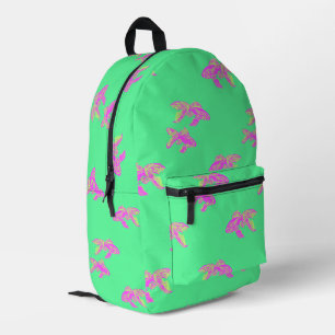 Goldfish Pattern (Light Pink and Green) Printed Backpack