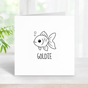 Goldfish Pet Custom Name 1x1 Rubber Stamp