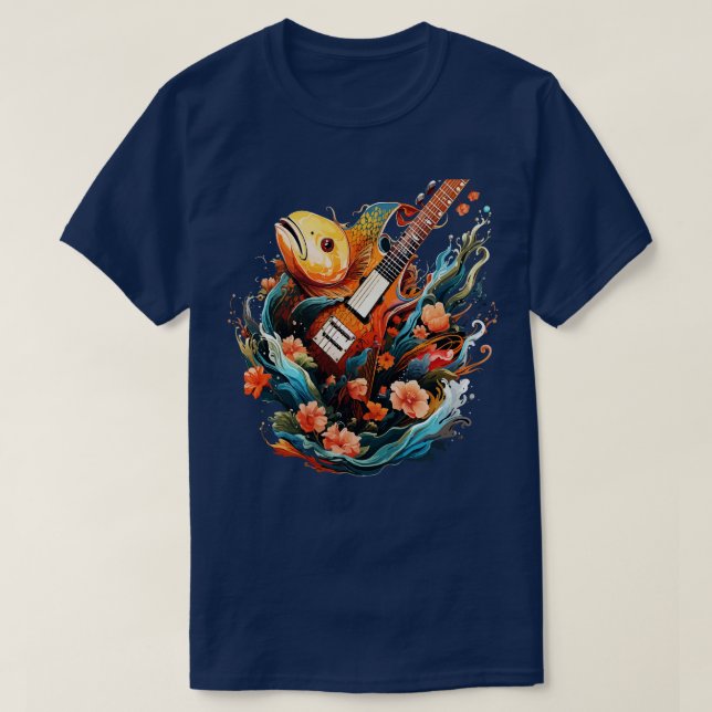 Goldfish Playing Guitar T-Shirt (Design Front)