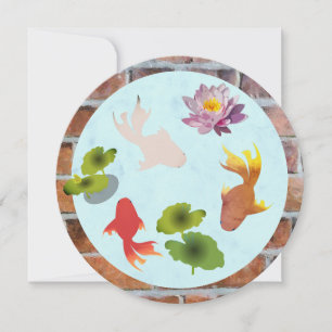 Goldfish Pond Cute Round Flat Greeting Card