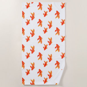 Goldfish red and yellow beach towel