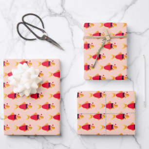 Goldfish Santa Christmas Wrapping Paper Sheets
