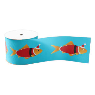 Goldfish Santa Fish Christmas Grosgrain Ribbon