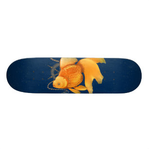 Goldfish Ship Wheel Nautical Skateboard Deck