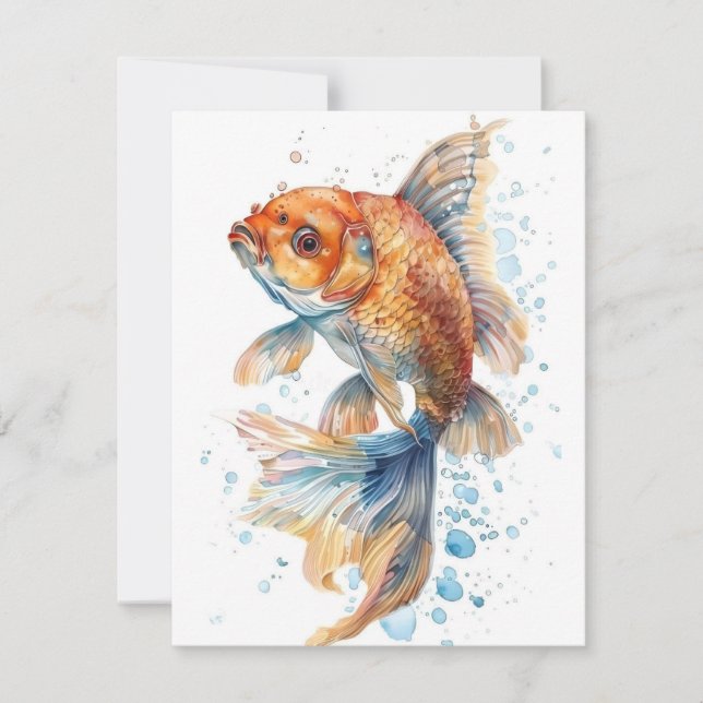 Goldfish Study In Watercolors Holiday Card (Front)