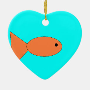goldfish swimming in the ocean, art by kids :) ceramic tree decoration