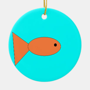 goldfish swimming in the ocean, art by kids :) ceramic tree decoration