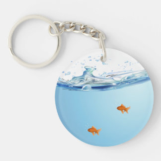 Goldfish under water aquarium key ring