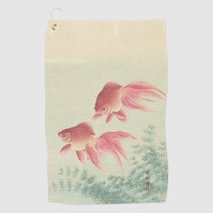Goldfish Vintage Japanese Woodblock Print Golf Towel
