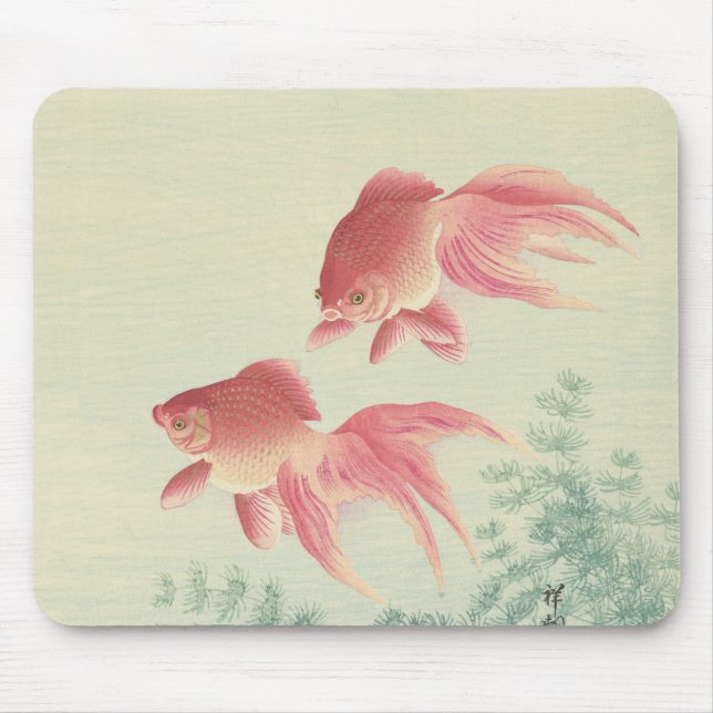 Goldfish Vintage Japanese Woodblock Print Mouse Mat (Front)