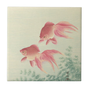 Goldfish Vintage Japanese Woodblock Print Tile