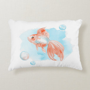 Goldfish. Watercolor Decorative Cushion