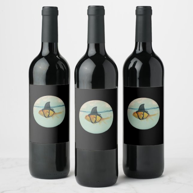 Goldfish with a Shark Fin Wine Label (Bottles)