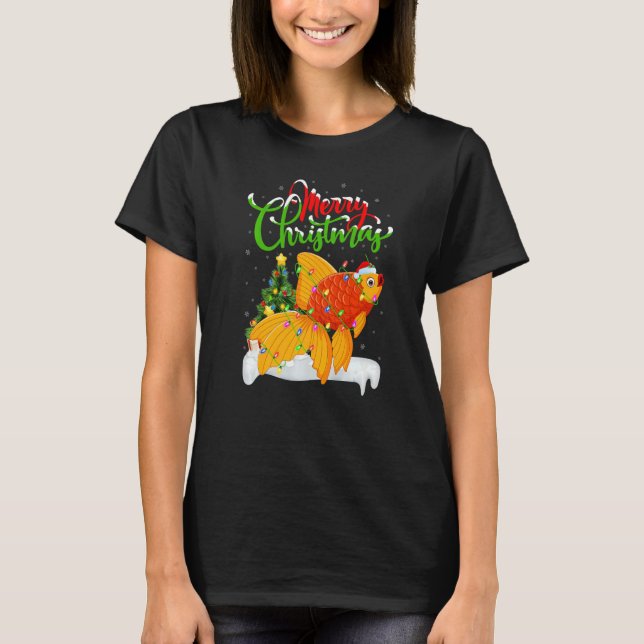 Goldfish  Xmas Decorations Santa Goldfish Christma T-Shirt (Front)