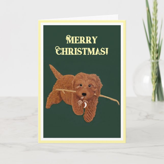 Goldie Doodle Holiday Greeting Card (Front)