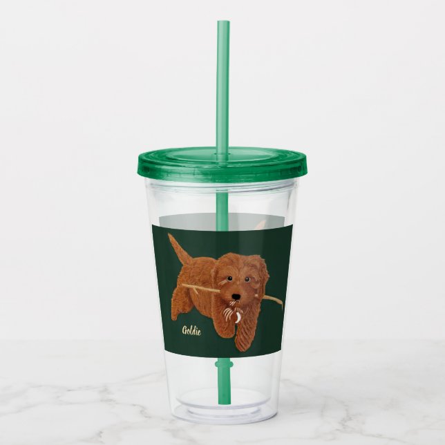Goldie Golden Doodle Acrylic Tumbler (Front)