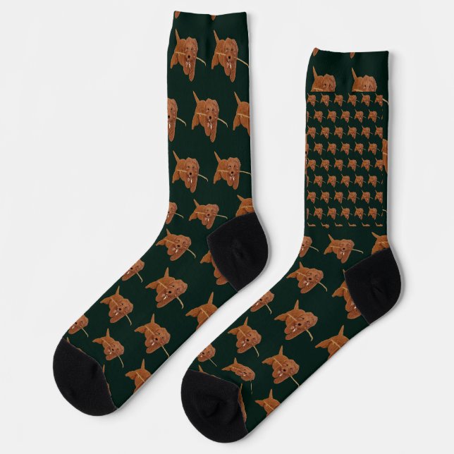 Goldie Golden Doodle Dark Green Socks (Left)