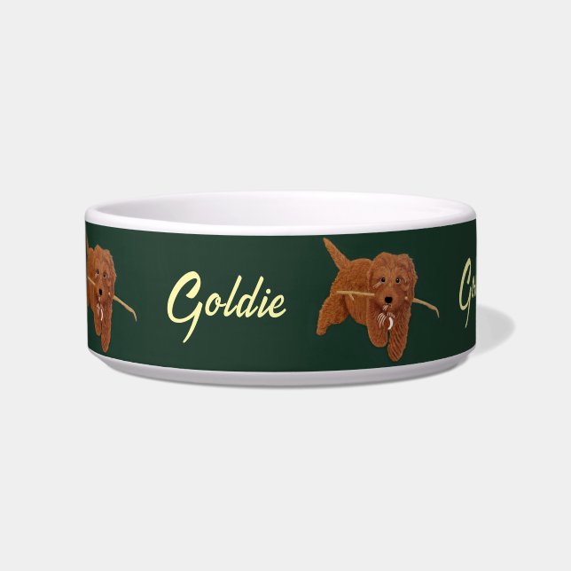 Goldie Golden Doodle Dog Bowl (Front)