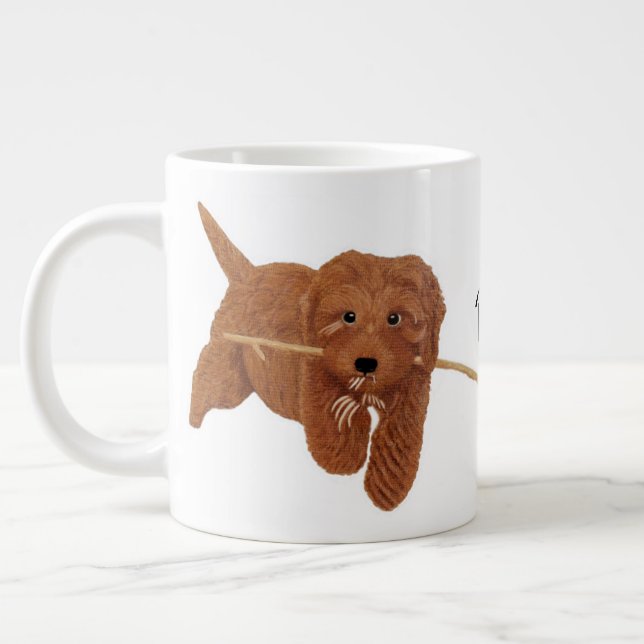 Goldie Golden Doodle Large Coffee Mug (Left)